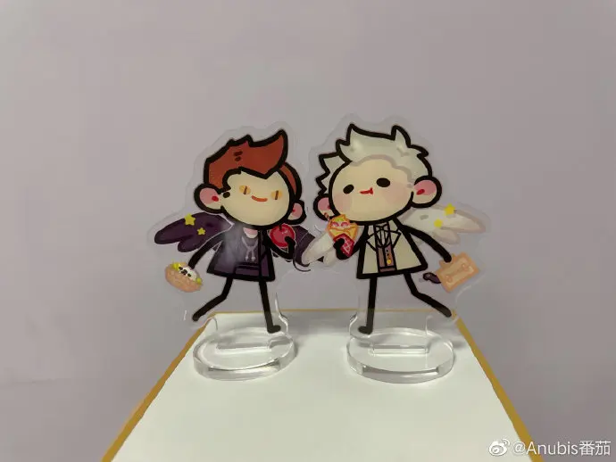 Good Omens Anime Acrylic Stand Angel Demon Desktop Display Aziraphale Crowley Room Ornament Cartoon Accessories Collection Gift