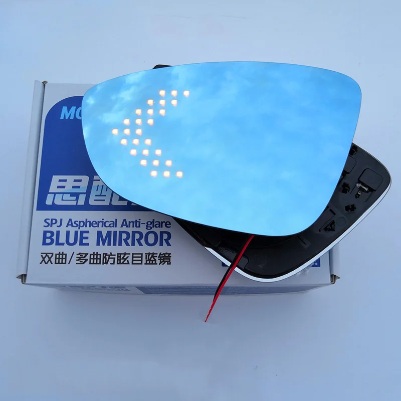 

2pcs Blue Mirror Glass Heated Angle Wide Glare Proof LED Turn Signal Lamp for VW Passat 2011 2012 2013 2014 2015 2016 2017