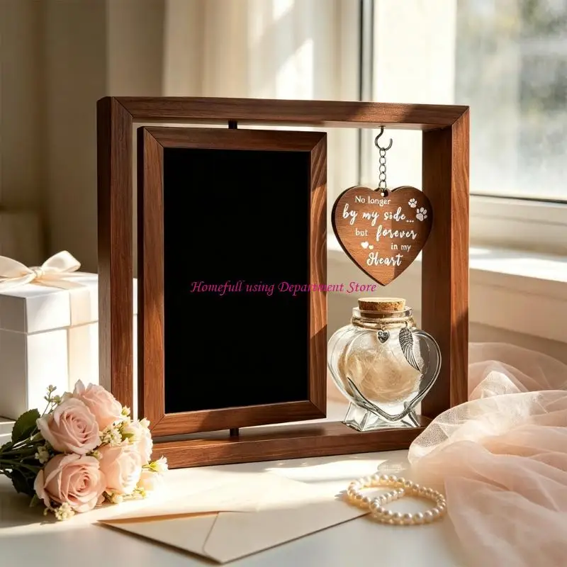 Pet Memorial Glass Bottle Frame, and Glass Photo Display for Shelf Accent, Quiet Corner, Bedroom Study Placement, or Home Wall