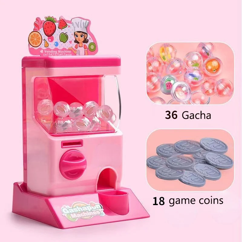 Kids Simulation Self-service Vending Machine Gashapon Machine Coin-operated Candy Game Early Education Learning Toys Xmas Gifts