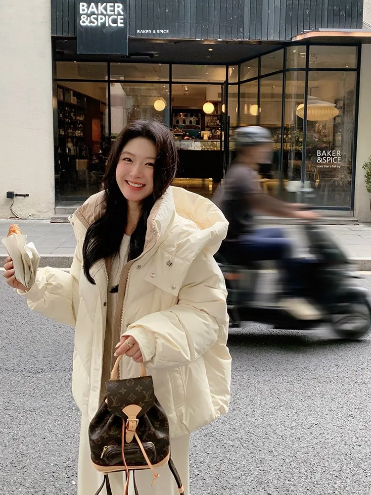 

Женская орто-пуховая куртка Jaet White Du down Thiened, теплая зима, новинка 2025, корейская ткань с эффектом памяти свободного кроя