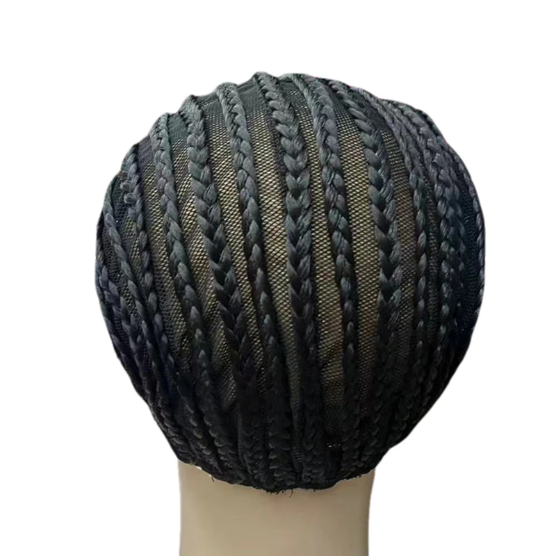 1 قطعة غطاء شعر مستعار مضفر أسود ل ذيل حصان الكروشيه تأثيري تنفس كورنو أسهل خياطة في نسج إكسسوارات الشعر