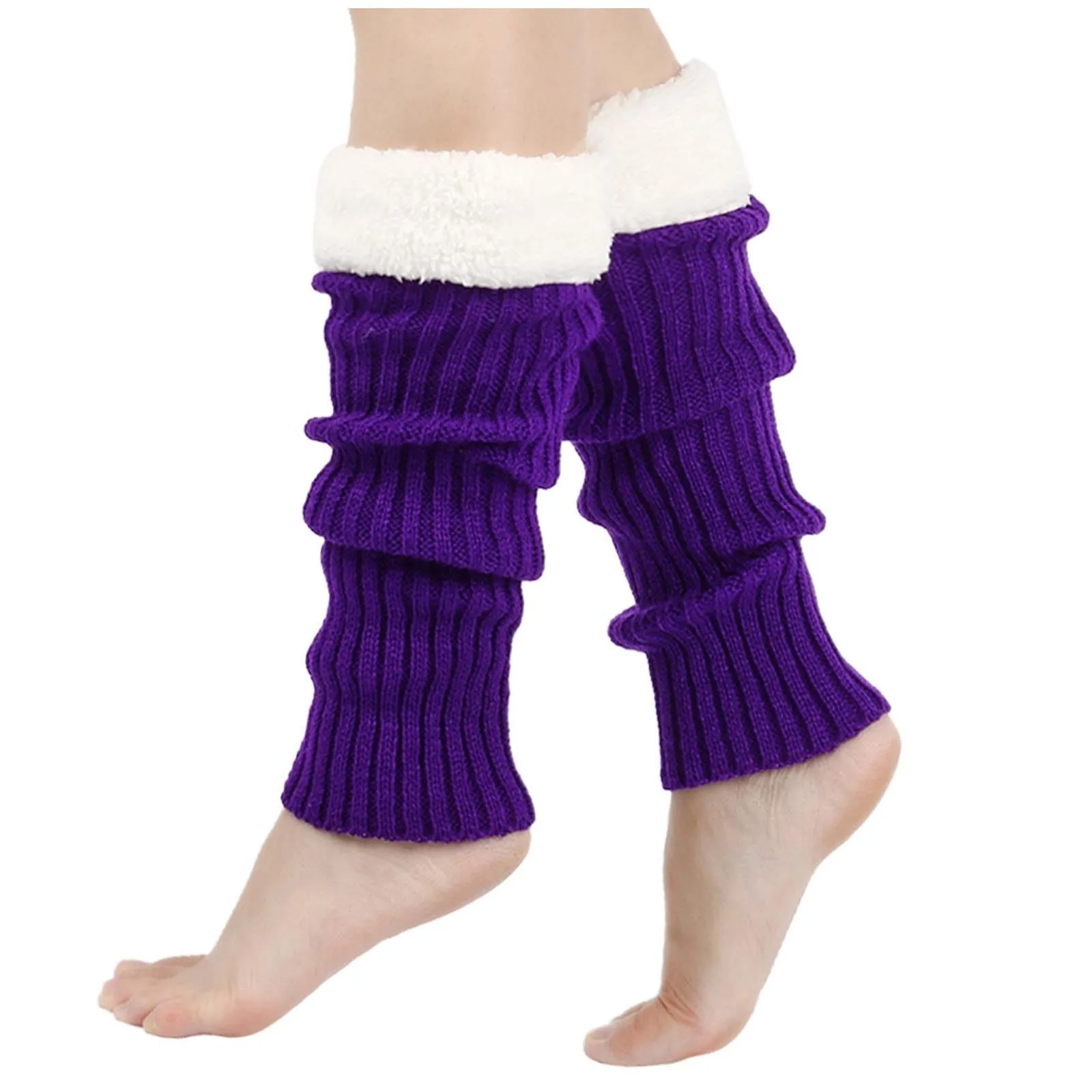 Women'S Velvet Warm Knitted Socks Foot Covers Pile Socks Leg Covers And Warm Foot Covers Leg Warmers Calentadores De Pierna