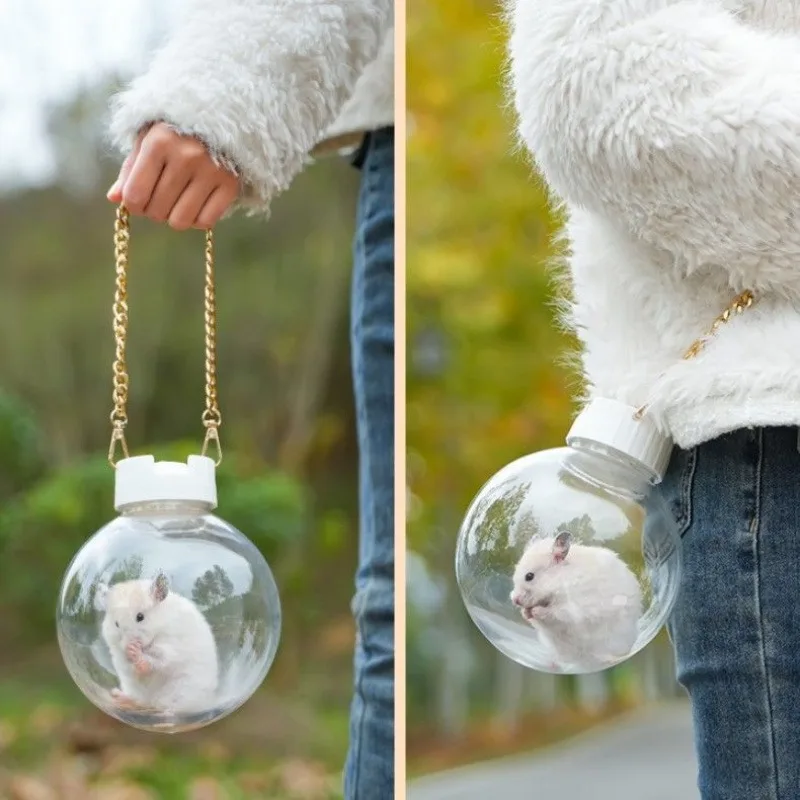 

Outdoor Portable Hamster One Shoulder Hand-Held Crossbody Breathable Climbing Pet Bag Golden Bear Outdoor Transparent Cage