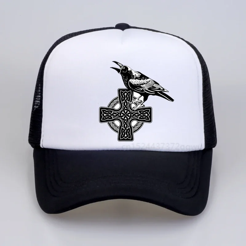 new Men Women Odins Raven Print Baseball Cap Fashion Unisex  Viking Knot Cross Dad hat summer mesh Breathable snapback hats