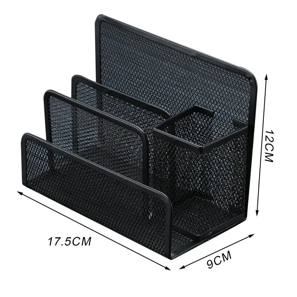 18cm 3-Tier Desktop Stacking File Holder Black Metal Mesh Mail Organizer Letter Holder Storage Rack For Desk Countertop Kitchen