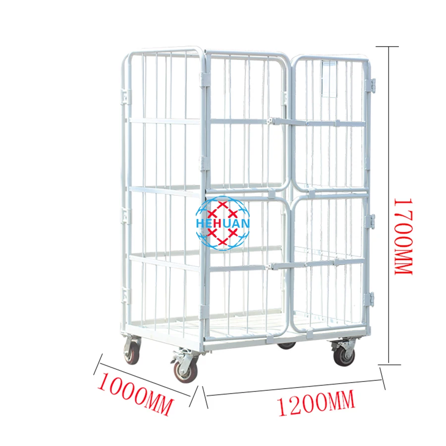 Factory Direct Sales Metal Gird Movable Four Doors Transfer Table Logistics Trolley With Door