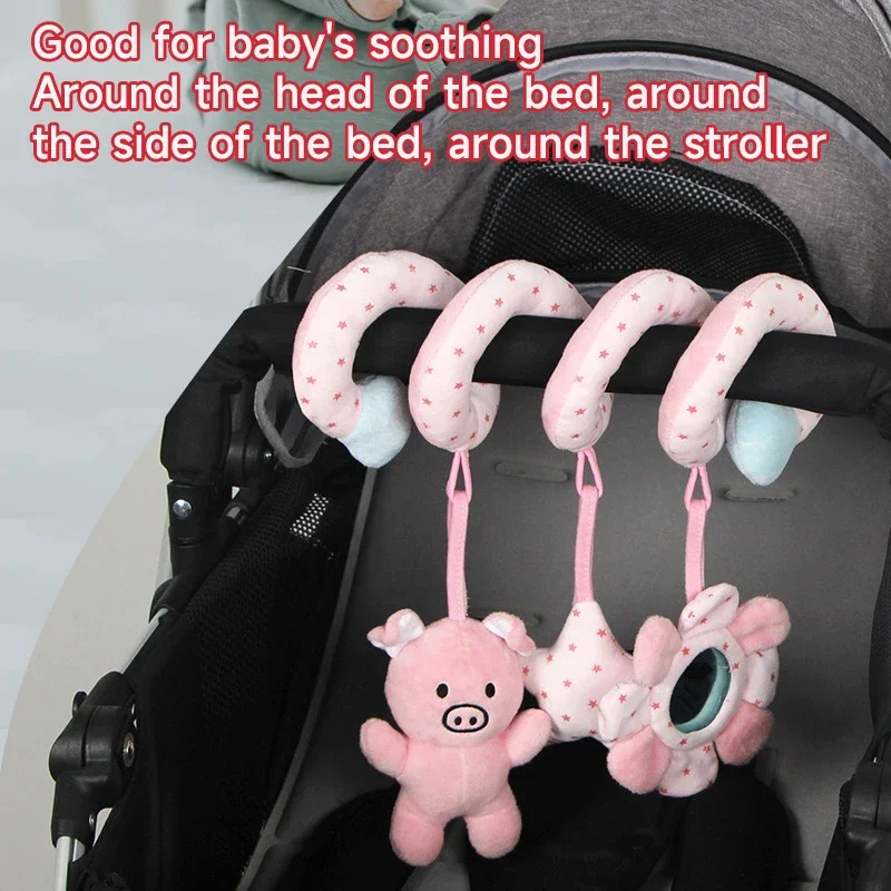 Asiento de coche de juguete para bebé, Color cerdo rosa, elefante, espiral, actividad, juguetes colgantes, cochecito, juguete sensorial elástico, cuna móvil, regalos para recién nacidos