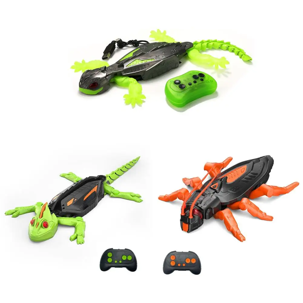 Wall Climbing Robot Toy Gecko-Like Movements LED Eyes Dark Green Silicone Tail Fun Remote Control Toy Essential