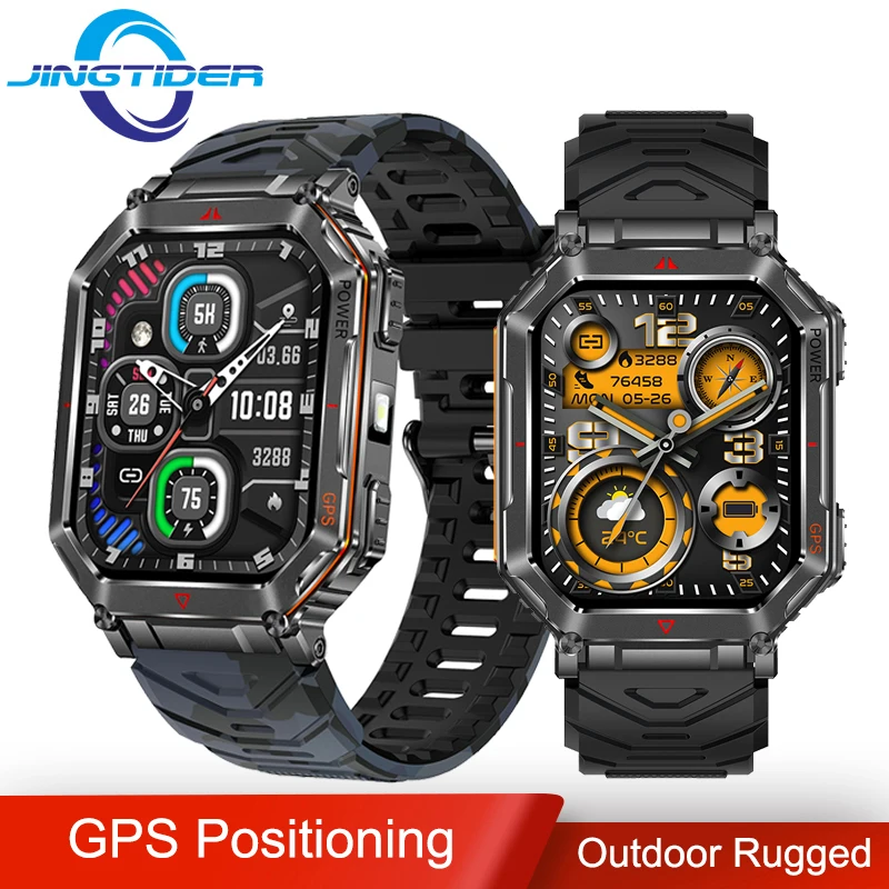 

KR92 Открытый Прочный GPS Смарт-часы 2.01 "HD Большой Экран Компас Улюбление Давления Воздуха Фонарик 3ATM Водонепроницаемые Смарт-часы