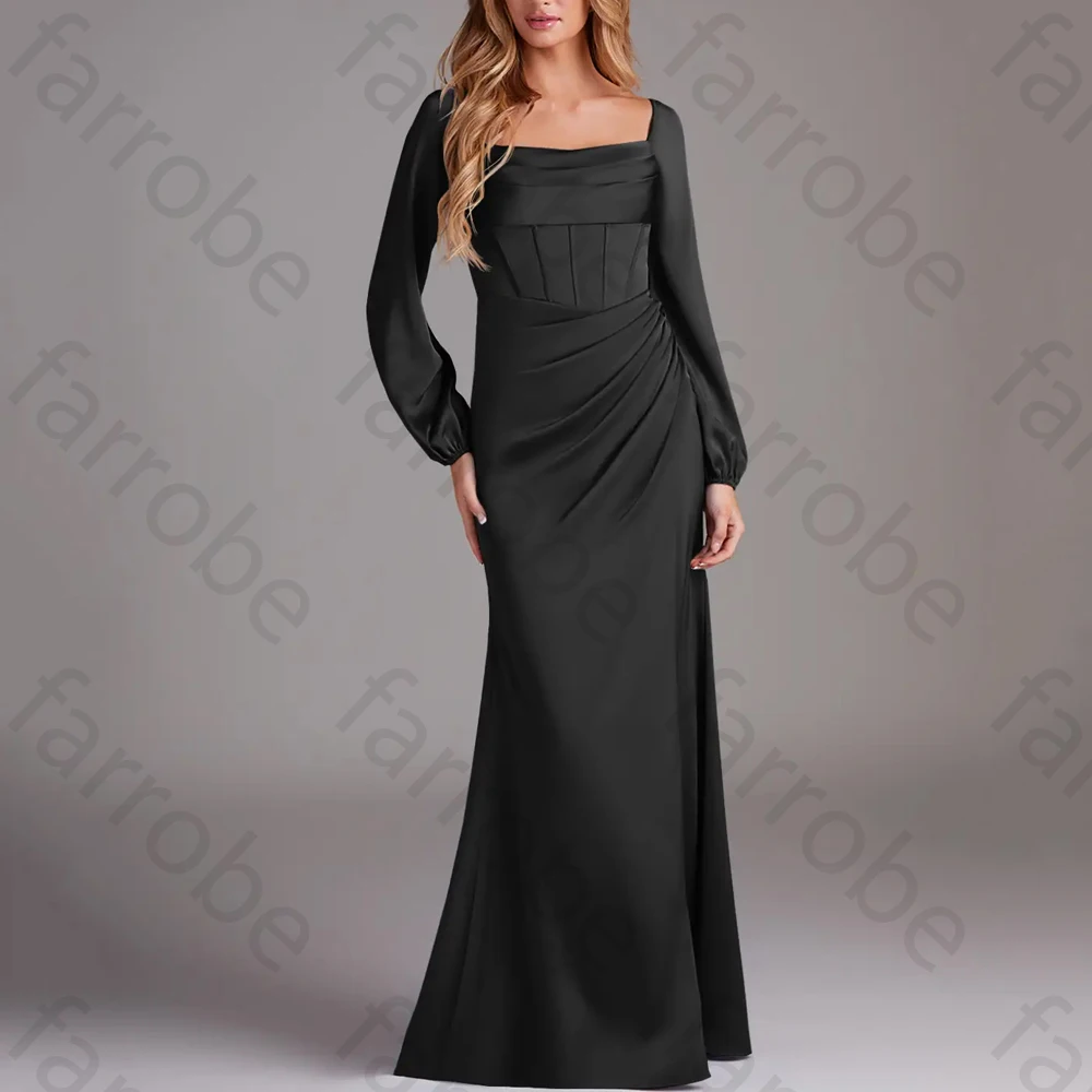 

Элегантные вечерние платья с квадратным воротником и длинными рукавами, сексуальное платье с открытой спиной, изысканные платья высокого качества для выпускного вечера, женские платья по индивидуальному заказу