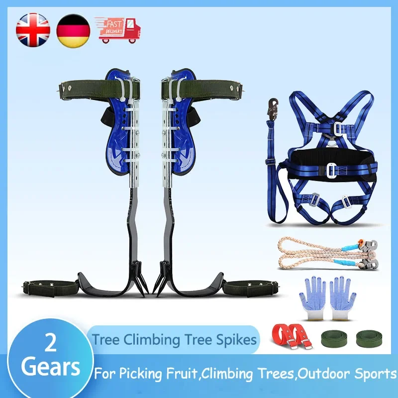 

2 Gears Tree Climbing Gear Spikes Artefact Tree Climber Set With 5 Point Safety Straps Rescue For Picking Fruit Outdoor Sports