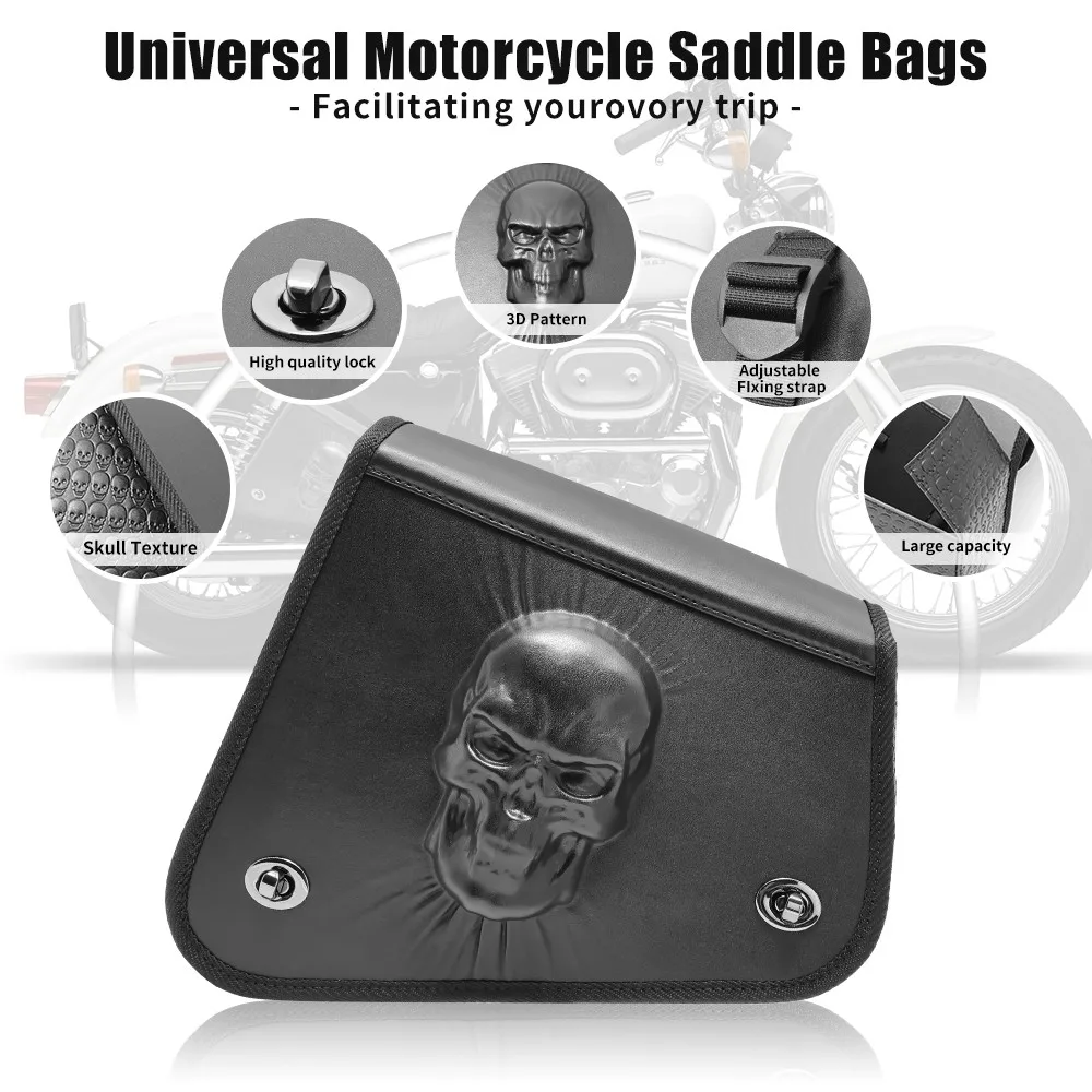 1pc On the Right Black Universal Storage Luggage Motorcycle Swingarm Bag Fit for Sportster 883