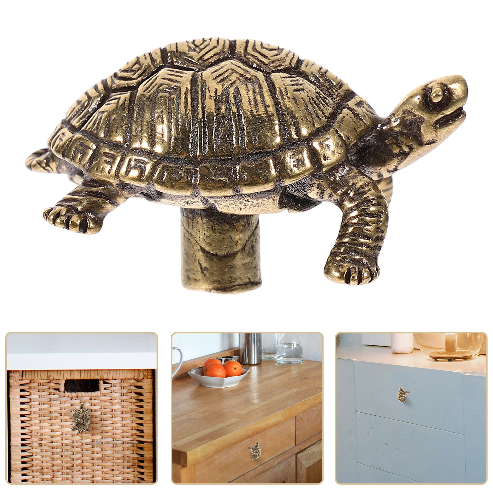 

Charming Tortoise Shaped Brass Knob Multifunctional Wardrobe Cabinet Handles for Furniture Decor Brass Drawer Knobs