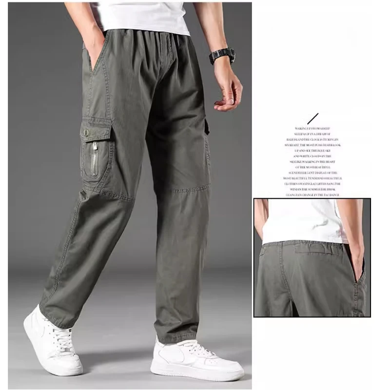 Fall solid color slacks for men plus plus size tracksuit pants straight leg workwear fashion all-in-one long pants