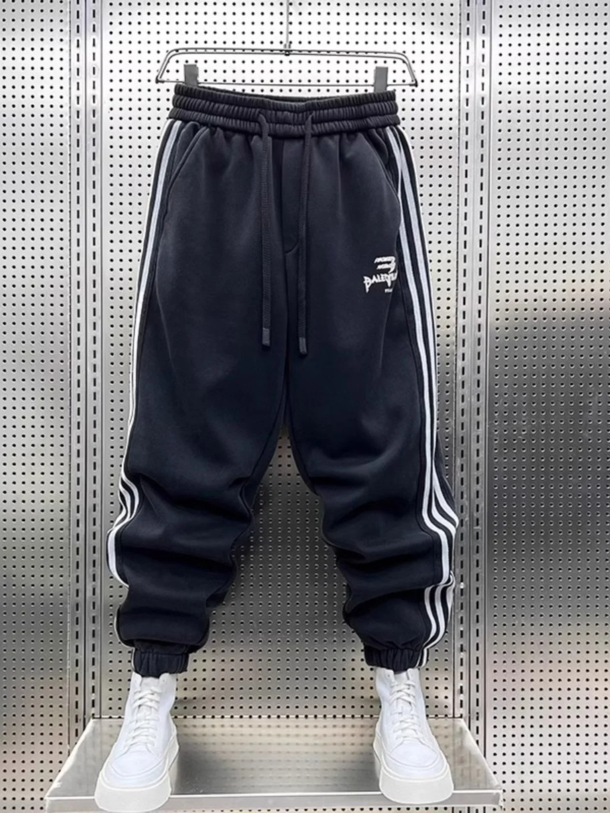 

Extra Large 300 Pou American Stripe Casual Pants Men's Autumn Winter Thiened Loose Trousers Sports Sweatpants Harlan Sle