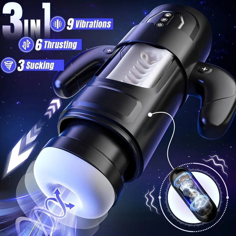 التلقائي ذكر الاستمناء مع مقبض 9 تهتز 6 Thrusting 3 شفط التلقائي مص الذكور جهاز استمناء للعب الكبار