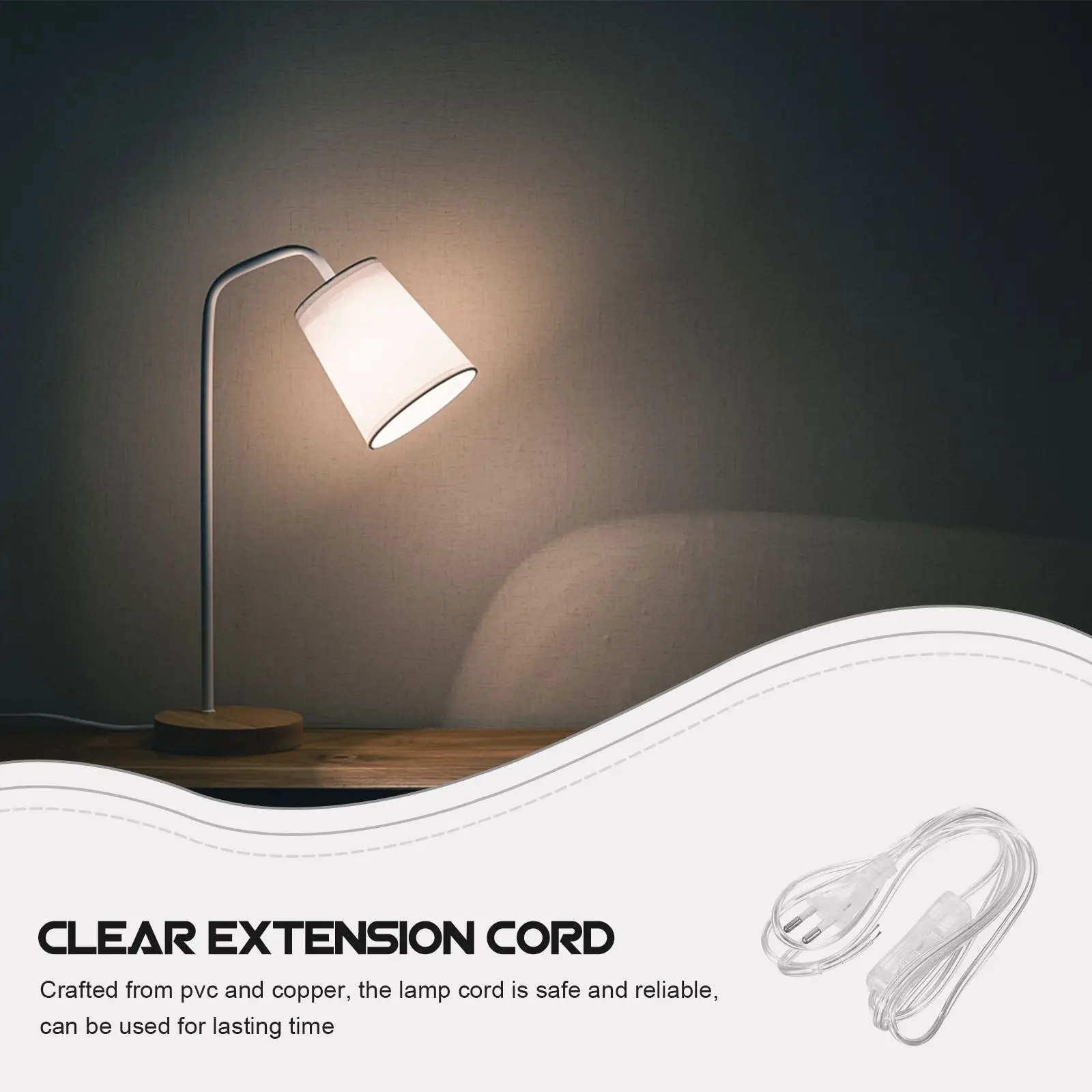 

Transparent EU Plug Power Cord 1.8M Clear Lamp Wire Replacement Pendant Light Cord DIY Long Length Safe PVC Copper