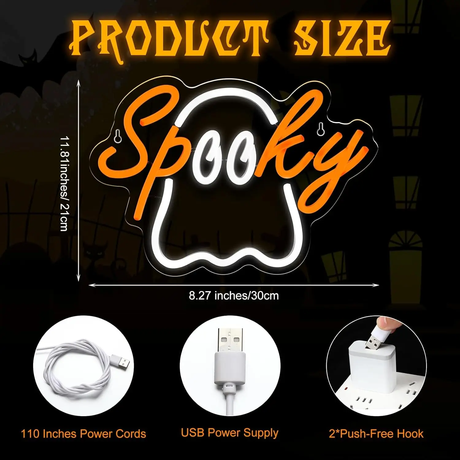 Halloween Griezelig Spook Neonbord Led Licht Schattige Spookmuur Weduwe Deurlicht Voor Party Slaapkamer Bar Grotkamer Decor Home Club Café