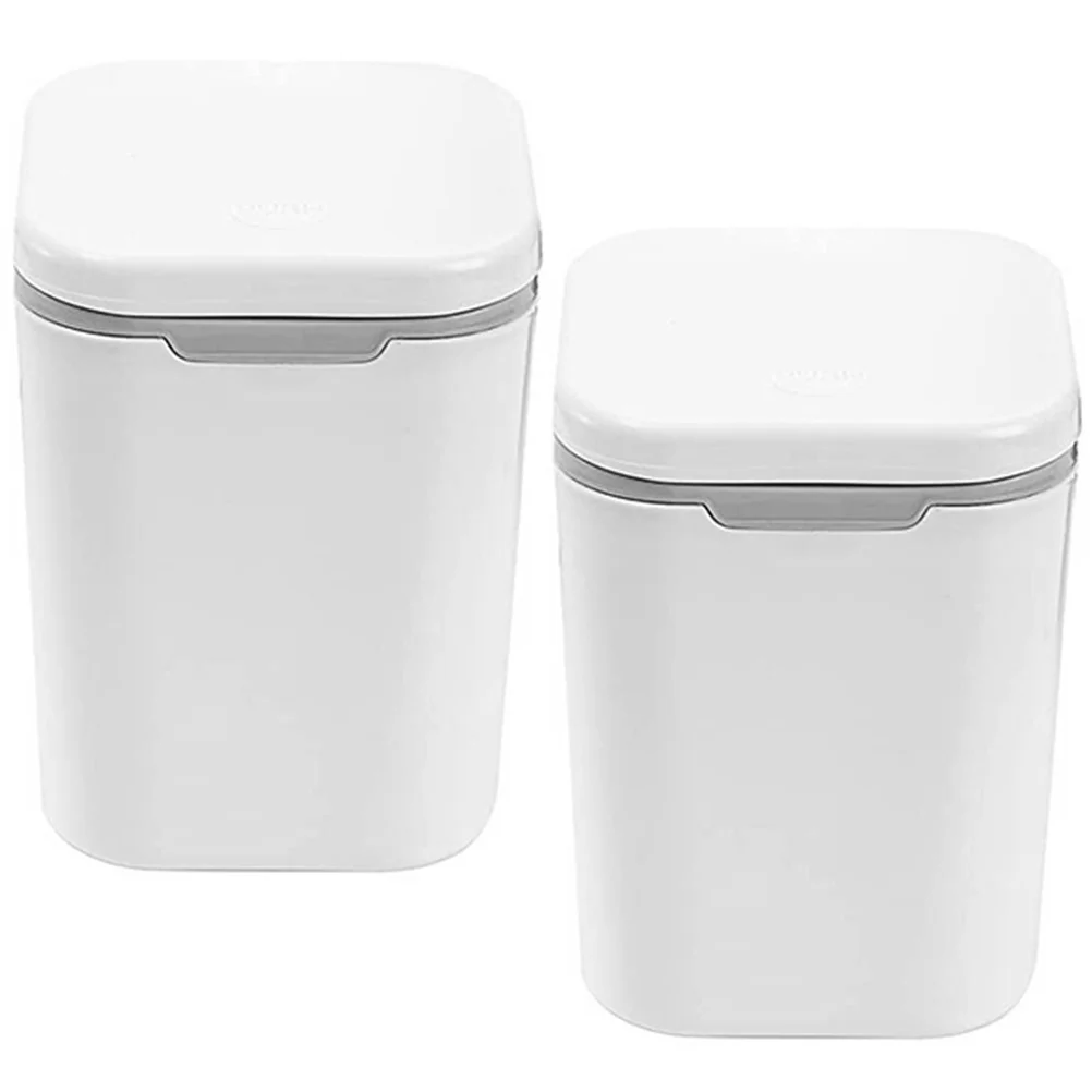 

2 Pcs Mini Trash Can with Lid Tiny Garbage User-friendly Small Bin Pp Countertop