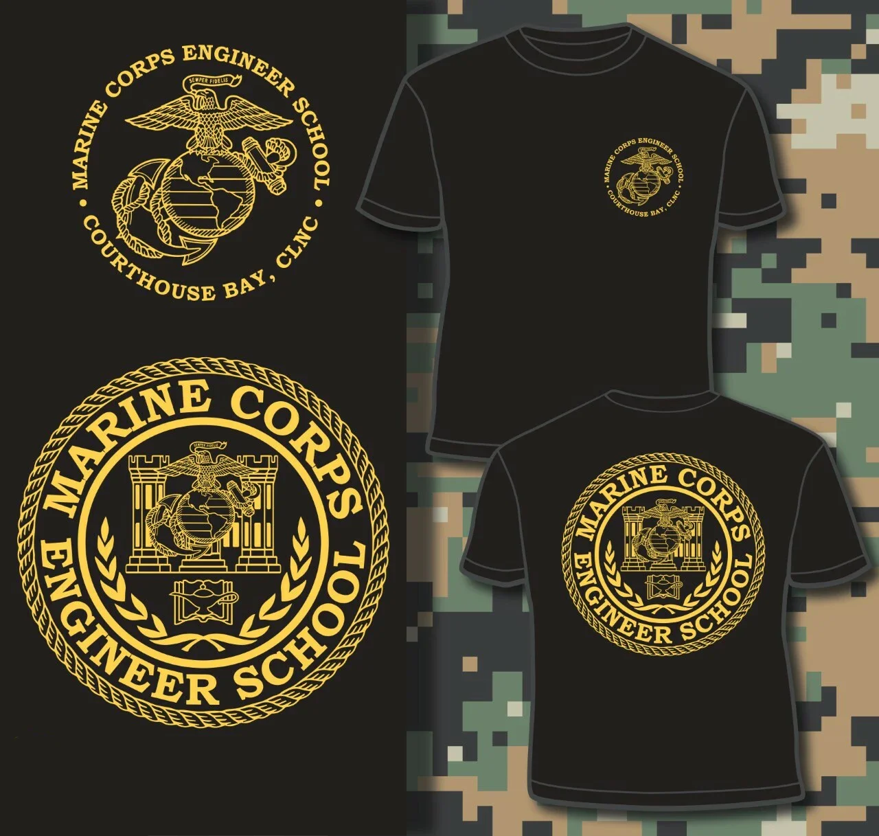 

Courthouse Bay, CLNC. US Marine Corps Engineer School T Shirt. Short Sleeve 100% Cotton Casual T-shirts Loose Top Size S-3XL