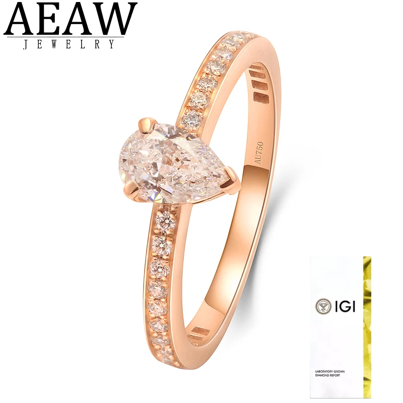 Water Drop 1ct IGI Lab Grown Diamond HPHT CVD Jewelry Solid 14K Gold Engagement Wedding Ring for Women Luxury