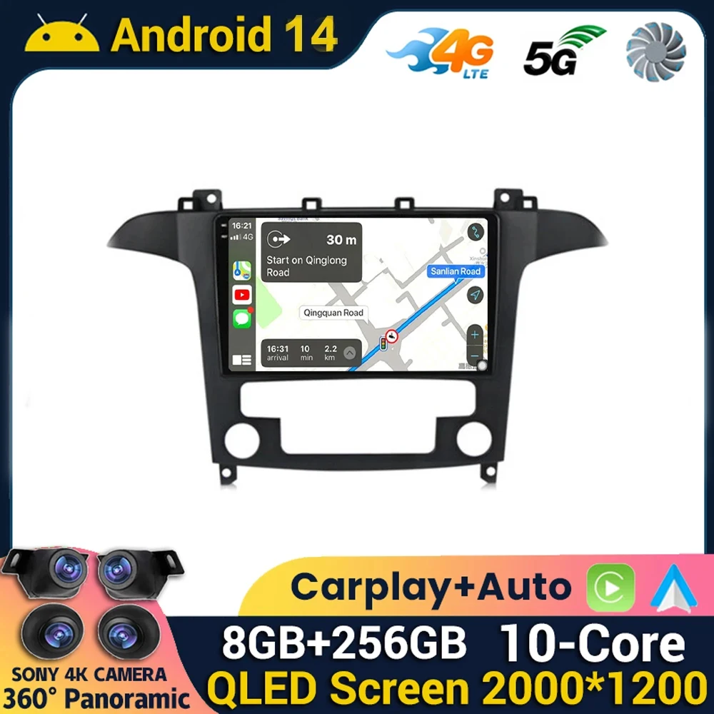 Android 13 Carplay Auto For Ford S Max S-MAX 2007 2008 2009 2010 2011 2012 2013 2014 2015 Car Radio Multimedia Player GPS Stereo