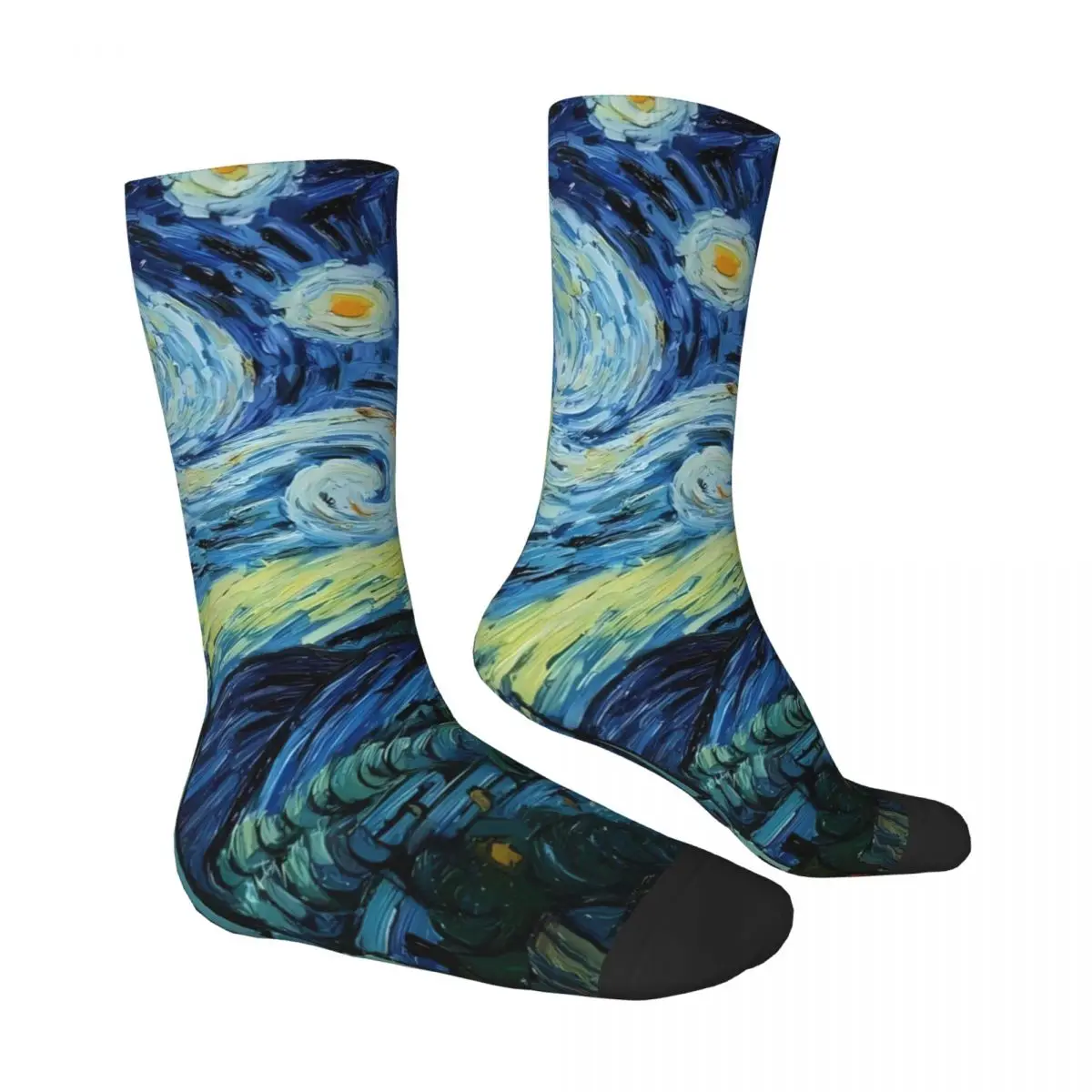 Town At Night Printing Van Gogh Oil Painting Socks Male Mens Women Autumn Stockings Harajuku