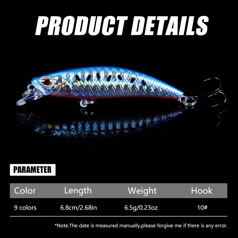 Señuelo Wobbler Minnow hundible 6.8cm – Trucha, lubina y lucio - imagen 2