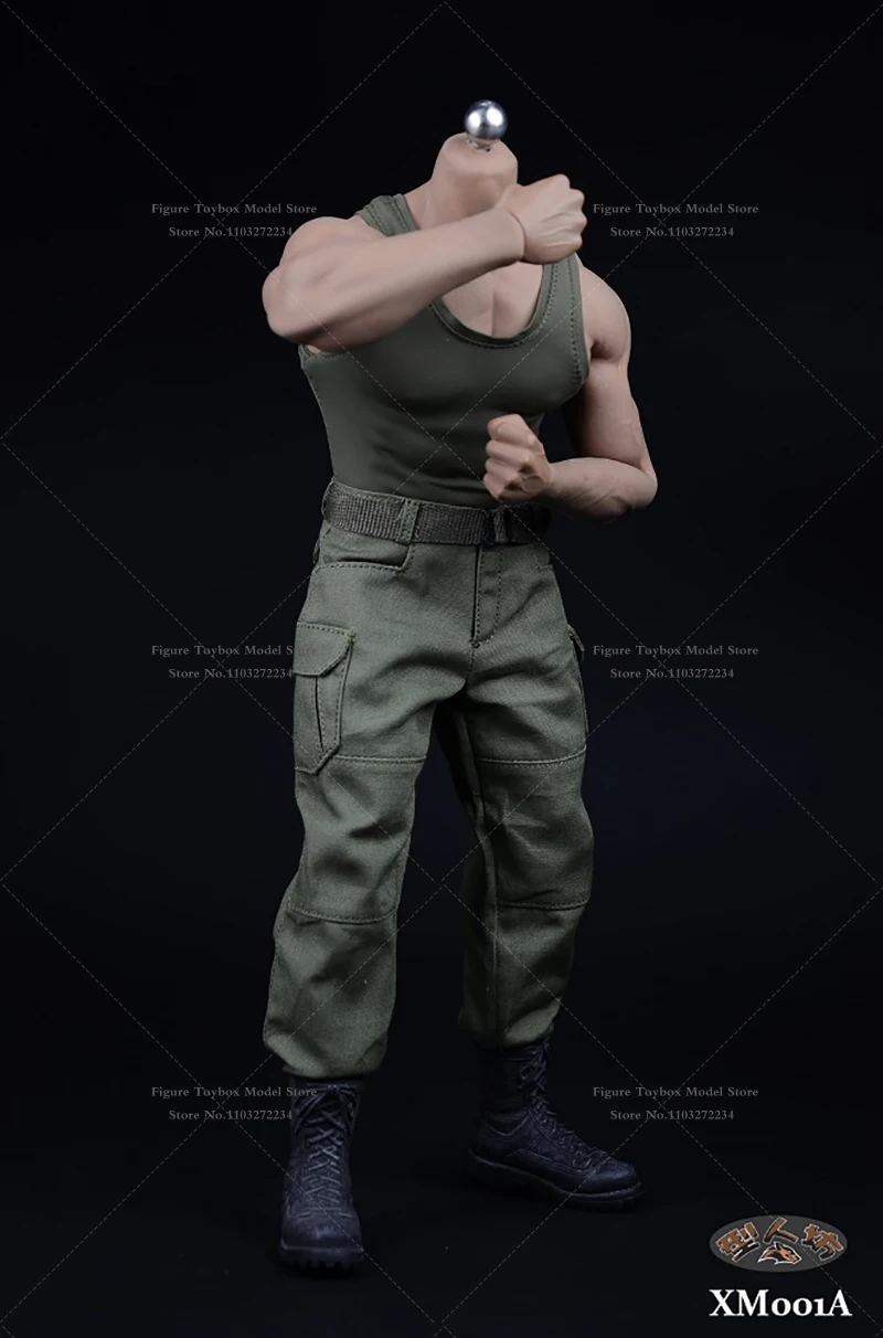 XM01 1/6 Man Soldier Elastic Vest Loose Tooling Pants Belt Boots Clothes Set Accessory For M34 M35 Strong Body Man Action Figure