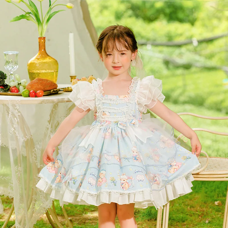 

2024 Summer Dress for Girls Baby Wedding Dress Girls Lolita Princess Girl's Party Dress Cartoon Vestidos Ball Gown Costume Girl