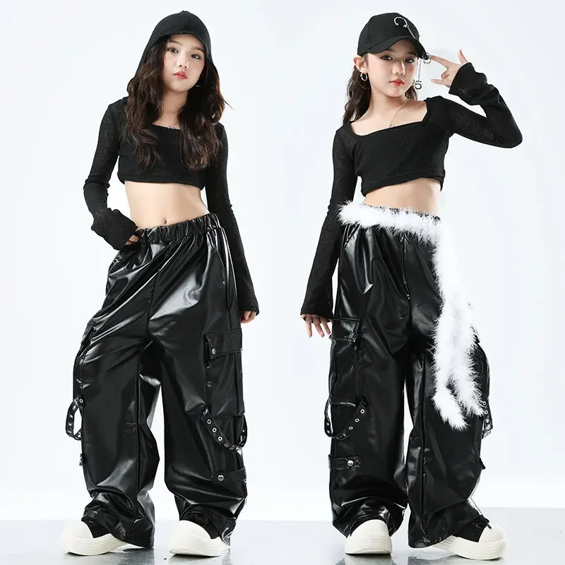 Hip Hop taniec dziecięcy bluza Street Dance spodnie dziewczęce Streetwear dzieci Jazz cheerleaderki kostiumy nastolatki zestawy ubrań scenicznych