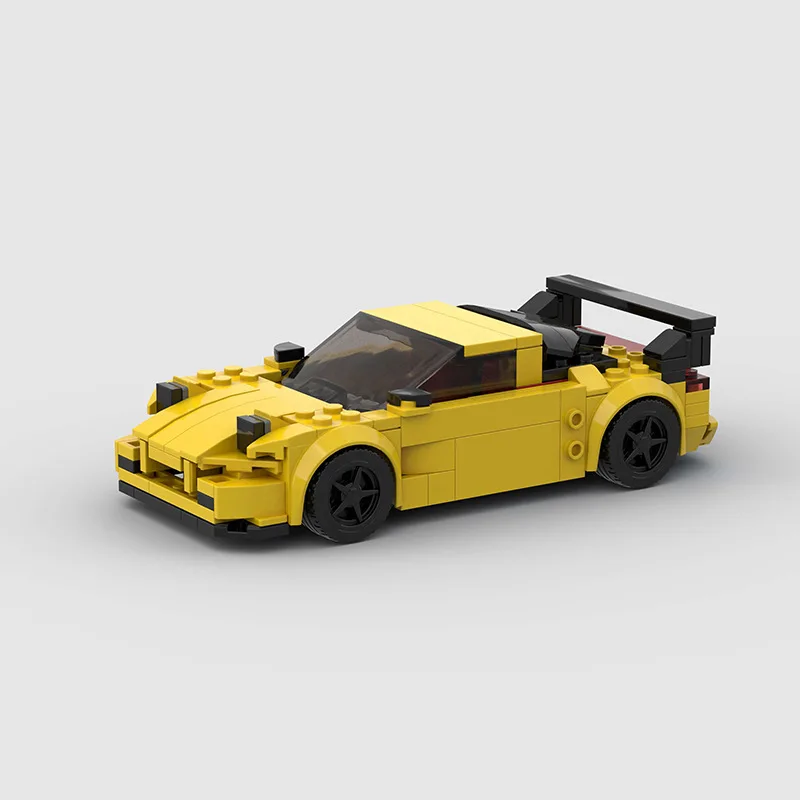 Juego de bloques de construcción de coches deportivos para niños, juguete técnico de RX-7 de velocidad, color amarillo, 214 piezas