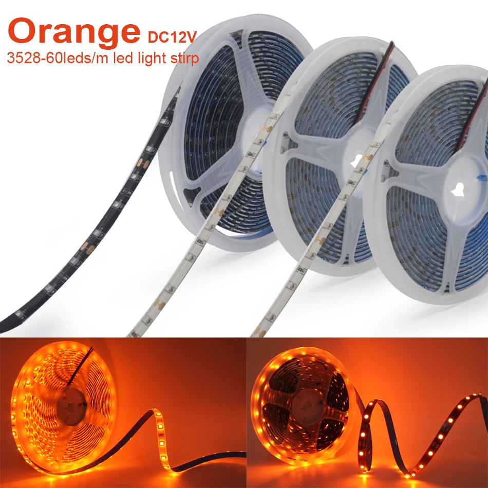 DC12V 3528 led strip light orange 60LEDs/m LED Tape Flexible light stirp Tira Home Decor Lamp Car Lamp