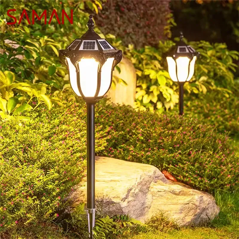 

SAMAN Contemporary Outdoor Solar Lawn Lamp LED Waterproof Villa Garden Courtyard District Residential Quarters Lawn Lamp