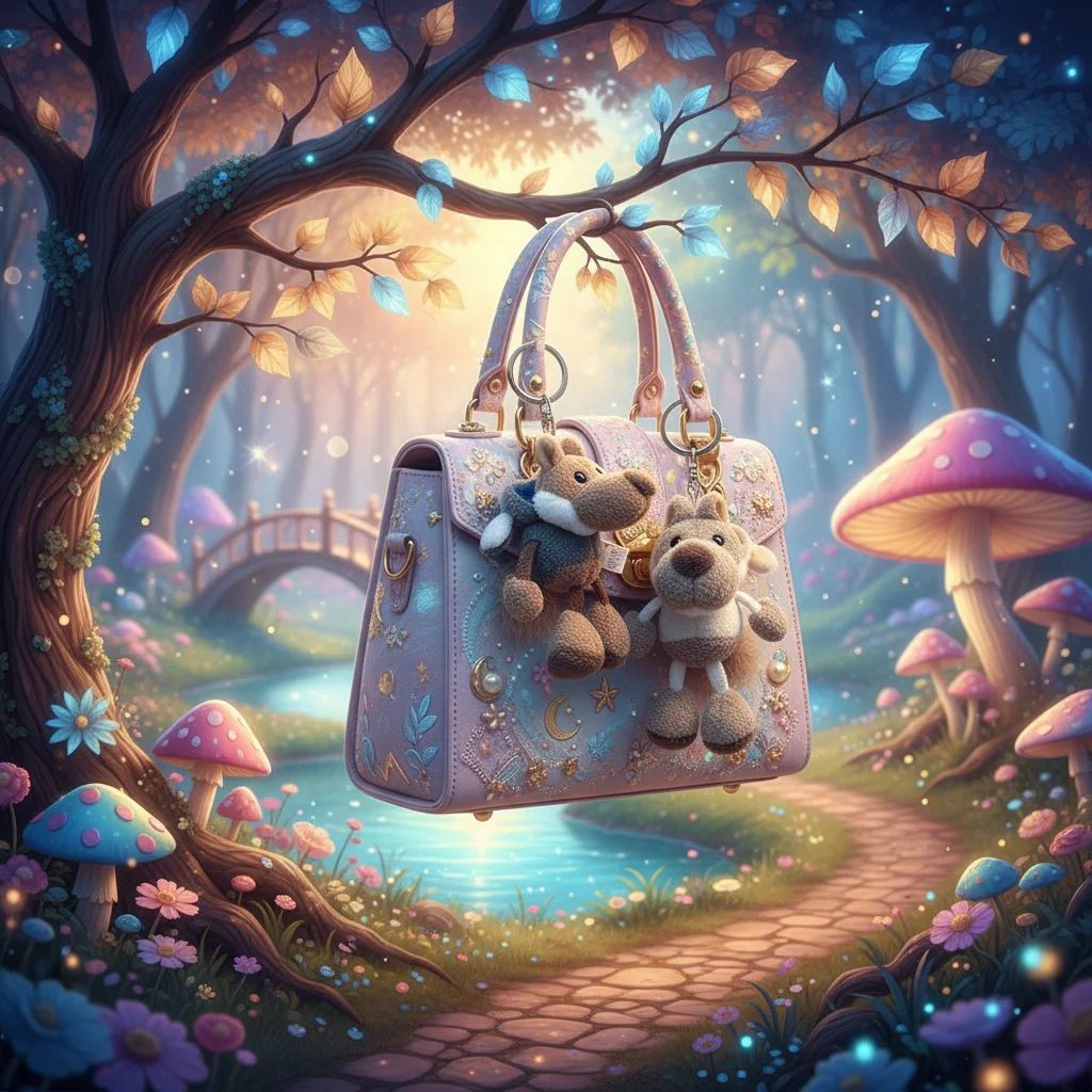 Cartoon Wolf Plush Keychain Creative Animal Pendant Funny Bag Charm Faux Fur Hanging Ornament for Backpack Purse Car Key Gift