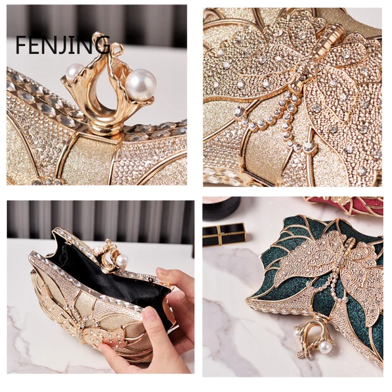 Moda luksusowe torby wieczorowe Hollow Butterfly Party Bag ślubna diamentowa kopertówka eleganckie torebki bankietowe torebka obiadowa Sac — zdjęcie 4