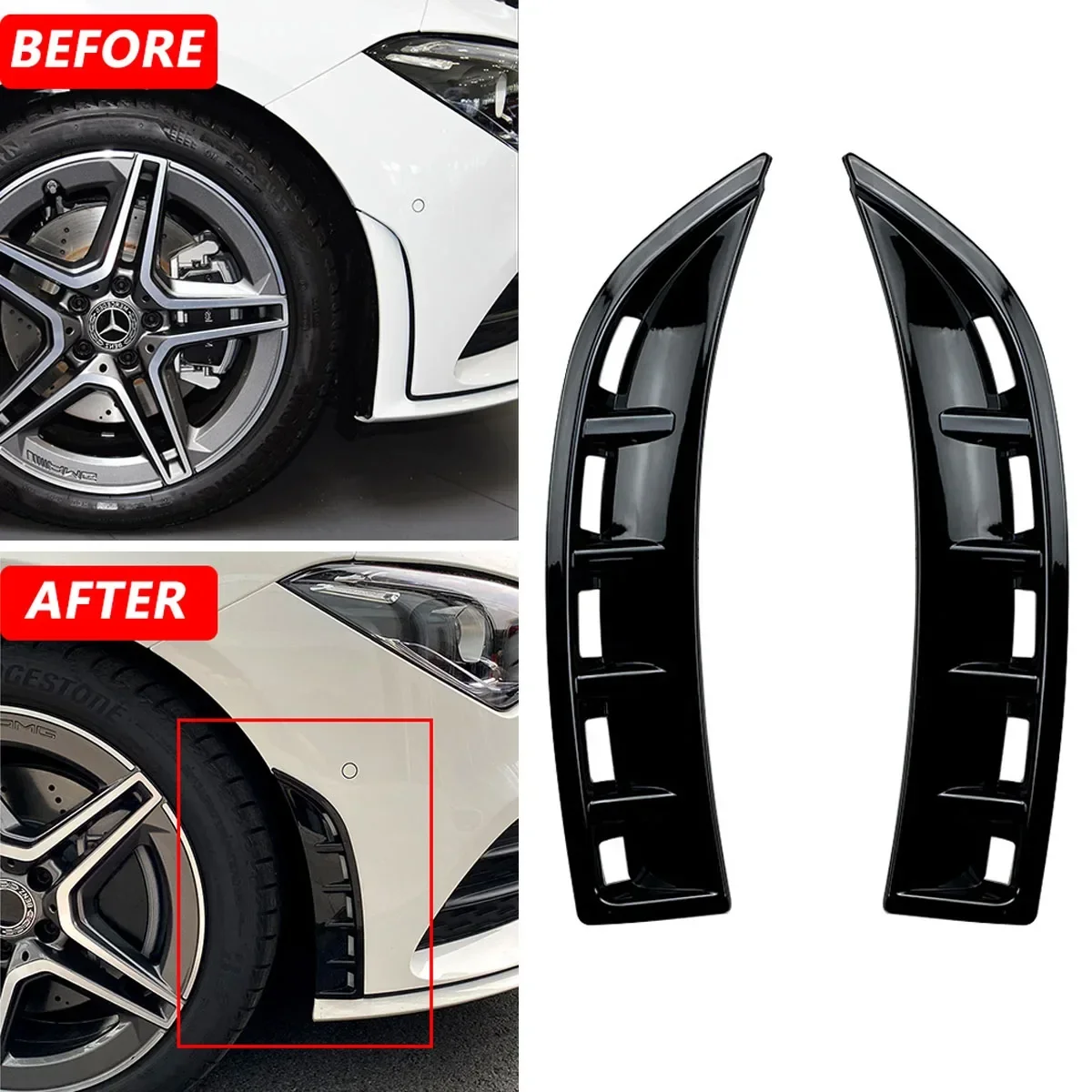 For Mercedes Benz CLA Class C118 CLA180 CLA200 2020 UP Front Bumper Air Vent Cover Trim Splitter Spoiler Sticker Car Accessories