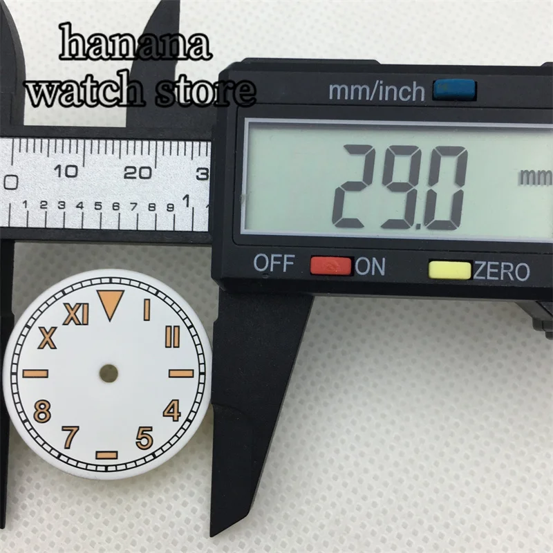 29 มม.Sterility Dial Dateless นาฬิกาสีเขียวส่องสว่าง Fit NH35 NH36 ETA 2836 2824 PT5000 DG2813 Miyota 8215 8205 การเคลื่อนไหว