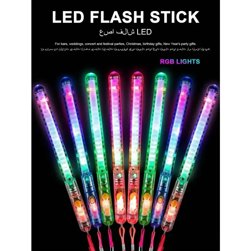 New 12pcs LED Flash Sticks Glow Stick Safety Warning Lights for Night Activities LED Light Up Toys Glow in The Dark Party Event