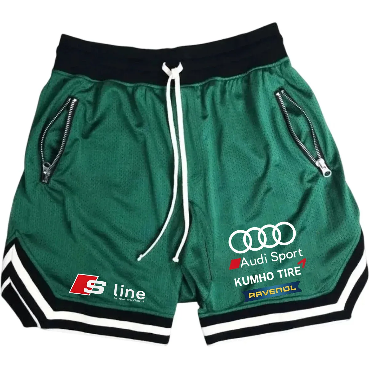 2026 model Audi brand men's slim-fit shorts, in a single color design, comfortable and breathable, high-quality casual elastic p