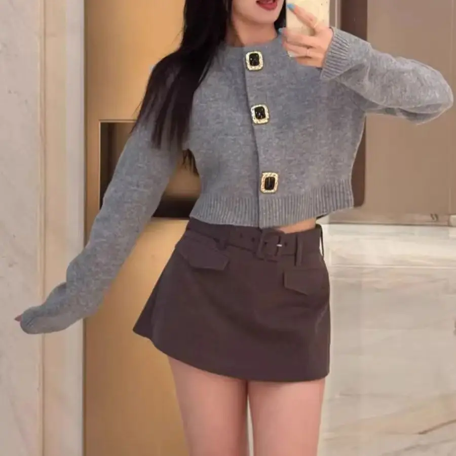 

【Gift Free】 Women Knit Cardigan Top 2025 Spring Autumn Korean Style Casual Commuter Loose Fit Lazy Knitwear Round Neck Sweater