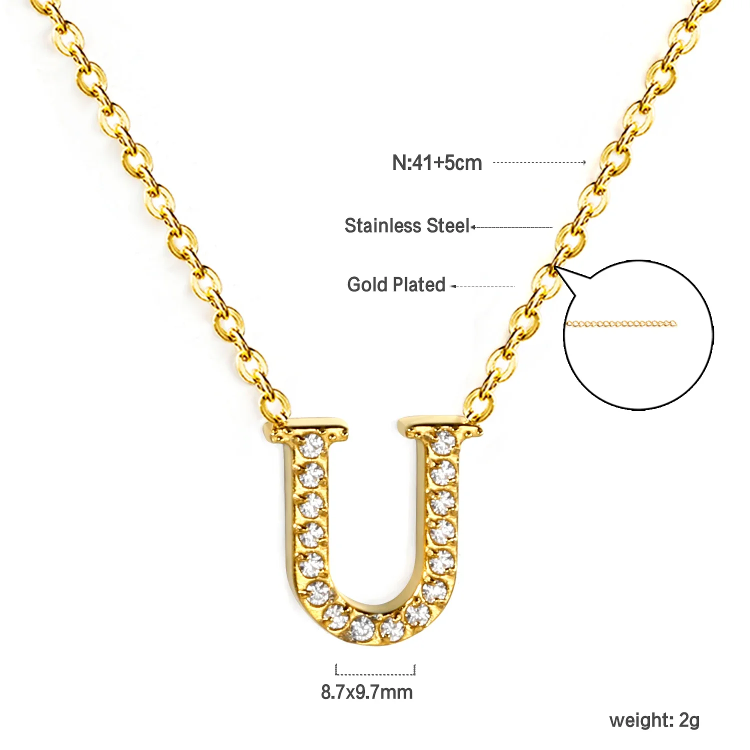 Friends Jewelry Gifts Minimalist Zirconia 26 Letters Pendant Necklaces Alphabet Clavicle Choker for Woman/Men Colar
