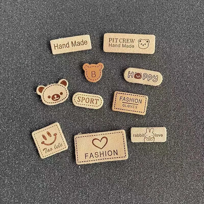 Etiquetas de cuero infantiles oso y conejo para coser parches - imagen 2