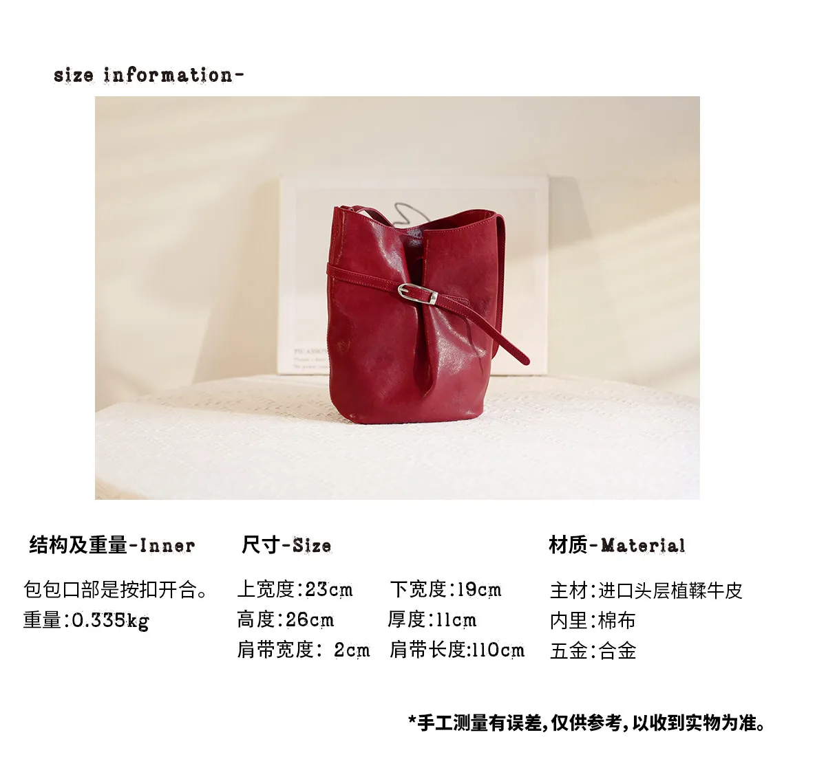PNDME Vintage Designer Damen Schultertasche aus hochwertigem Rindsleder, lässige Luxus Echtleder Damen Bucket Bag – Detail 3