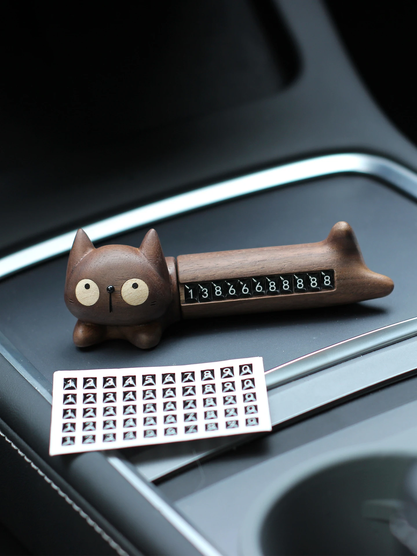 

Wooden Phone Number Plate Car Decorative Item Flat Control Screen Parking Number Plate New Car Gift Strong Shock Resistance