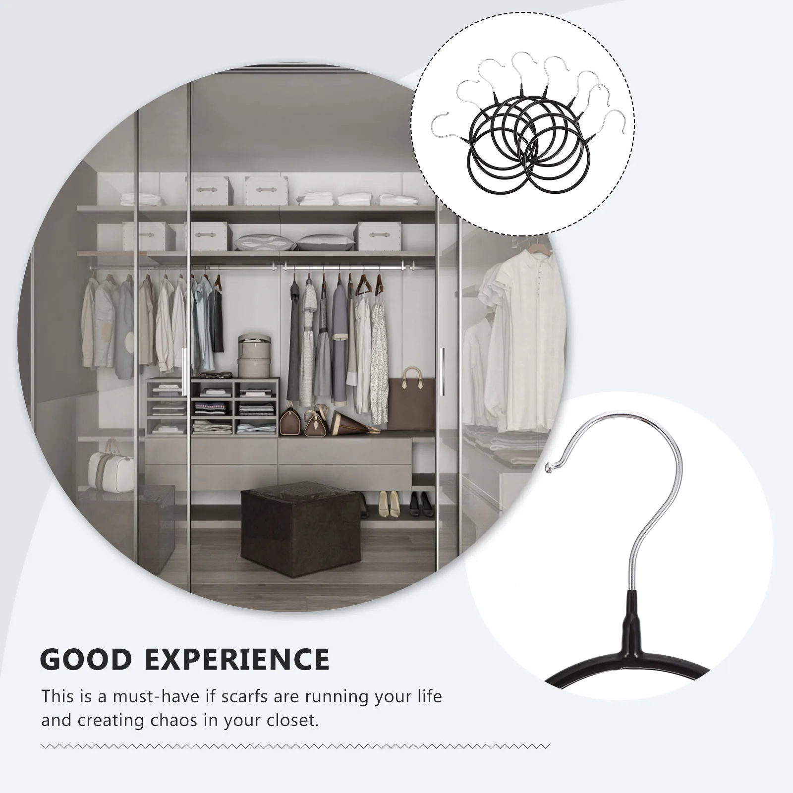 

8 Pcs Towel Hook Storage Rack Circle Scarf Holder Hooks Hangers Clothes Hanging Closet Organiser Wardrobe Organizer for Shawl