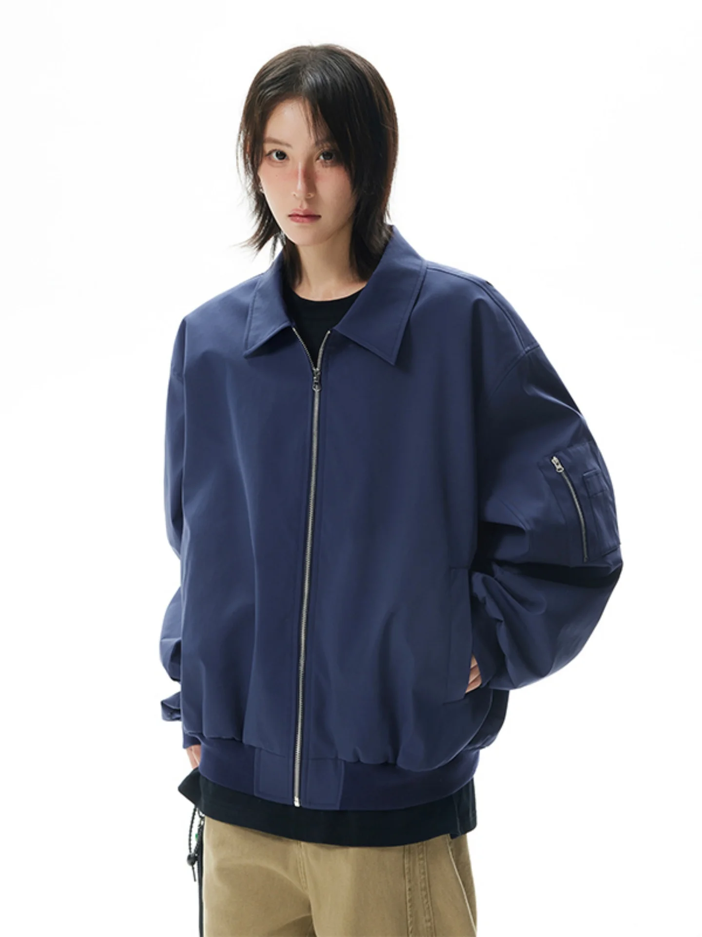 

Мужская куртка Olive Green Zipper в американском стиле High Street, с воротником Cleanfit, для активного отдыха, молодежная, популярная модель.