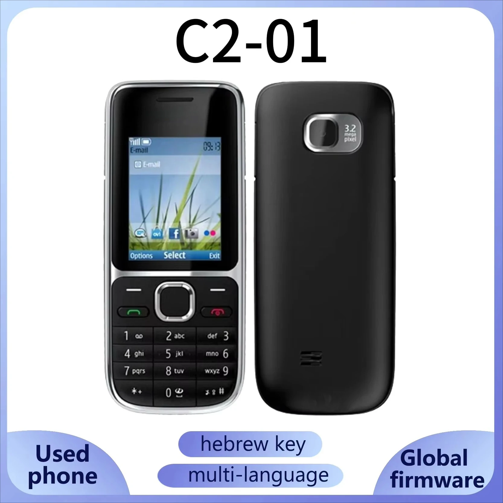 Finland Made C2-01 Classic QWERTY Dual SIM  Unlocked 2G 2 inches 1020mAh 3.2MP Symbian OS  Camera long Standby  Used Phone