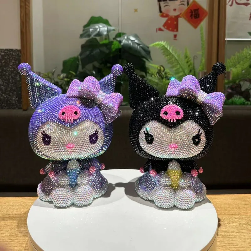 Miniso Cartoon Kuromi Diy Figurka Skarbonka Diy Diamond Stick Kawaii Figurka Dziewczyna Diy Model Hello Kitty Statuetka Lalka Skarbonka